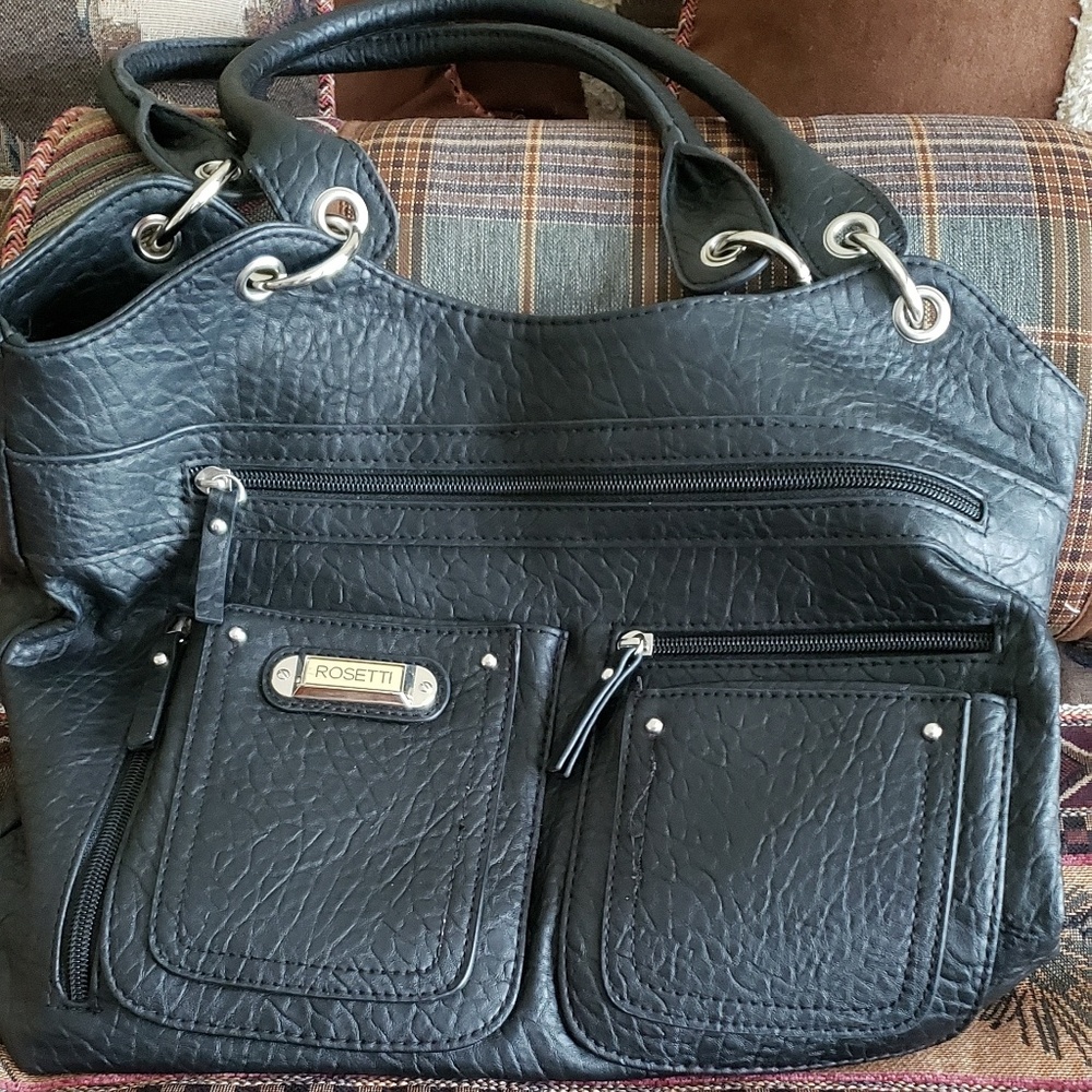 Rosetti Black Leather Handbag